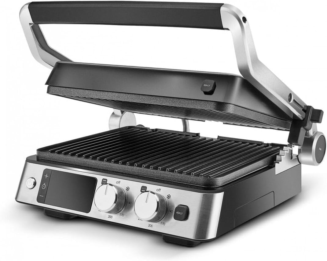 Karaca Compact Steel Sear & Grill Inox 2008 Sandwichmaker 3 in 1, Elektrogrill, Toaster Sandwichtoaster & Kontaktgrill mit Schnellaufheizung, Temperaturregelung & Höhenverstellung, Tost Makinesi