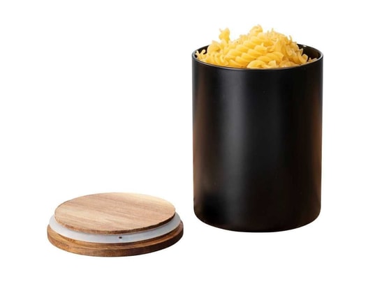 WENKO - Boîte alimentaire Boîte de rangement alimentaire 1 l en verre - noir