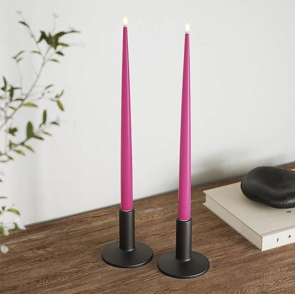 Deluxe Homeart Led Shiny Dinnercandle 2 stuks 38 cm Magenta