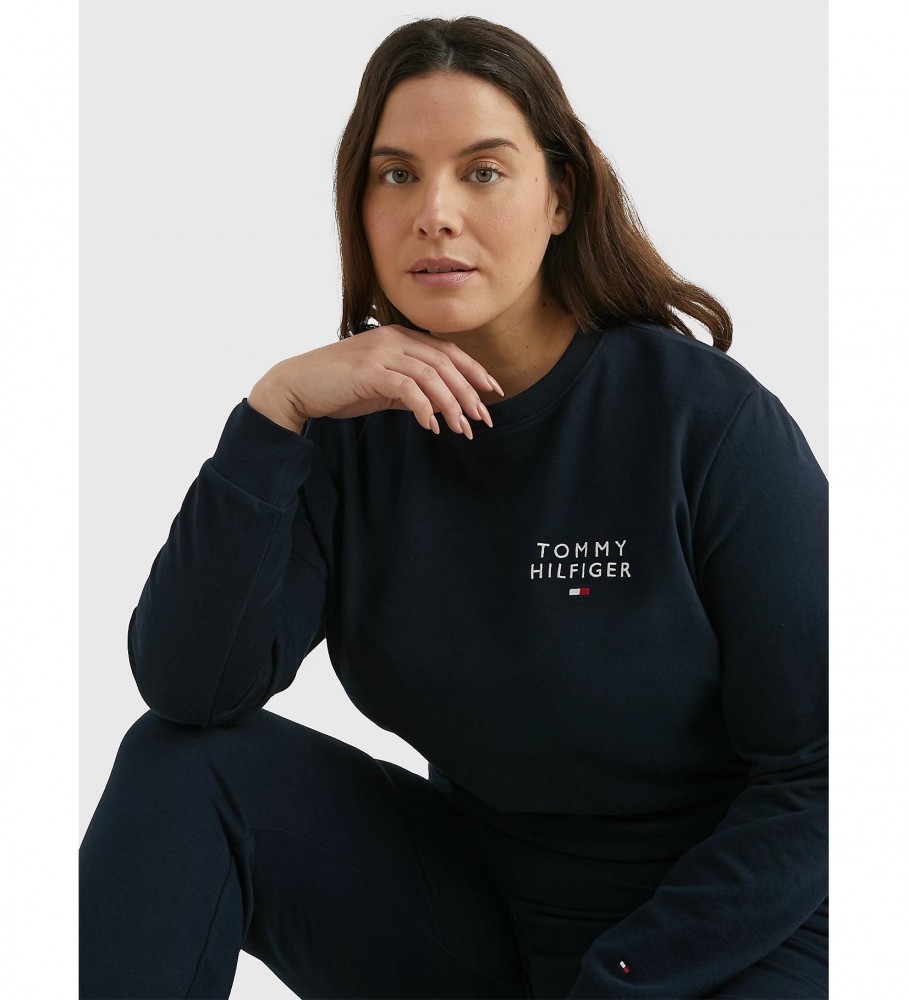 Moletom Tommy Hilfiger com gola redonda e logo azul-marinho