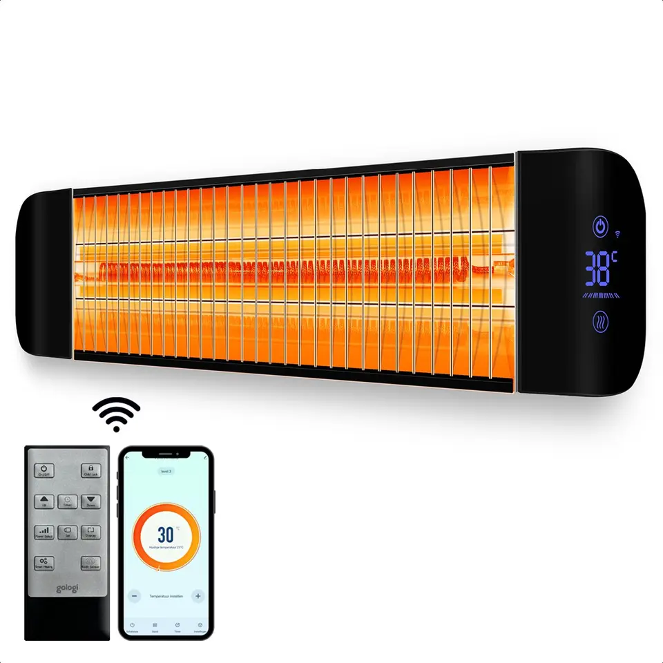 Gologi Slimme Terrasverwarmer - Heater Elektrisch - 2000W - Zwart
