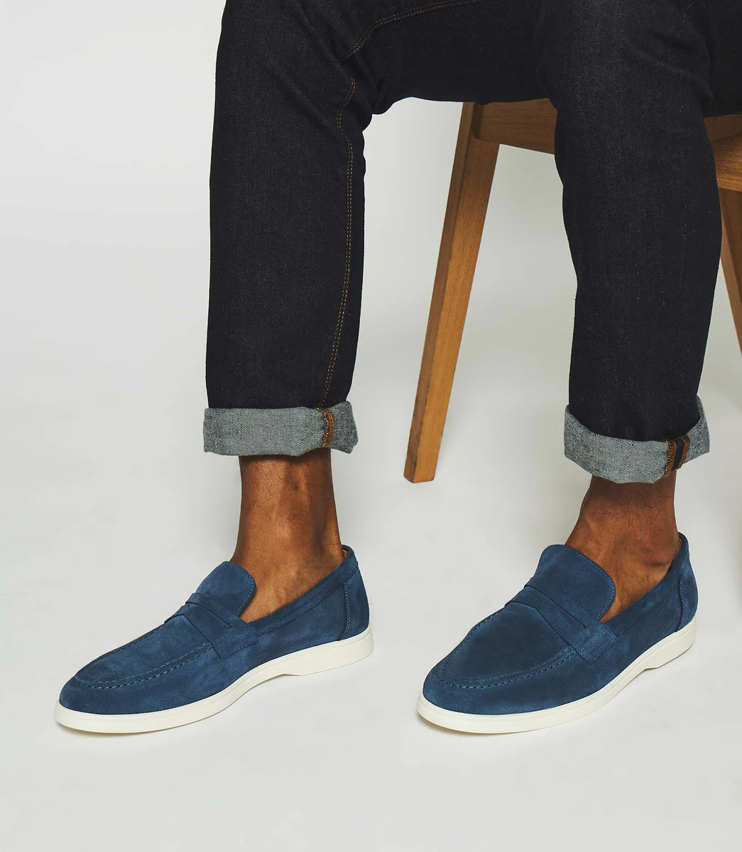 Mocassin en daim bleu EMILE