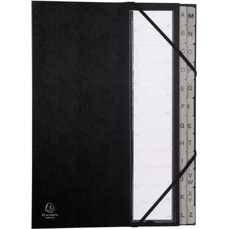Trieur rigide Ordonator alphabétique dos extensible 24 compartiments A à Z - Noir