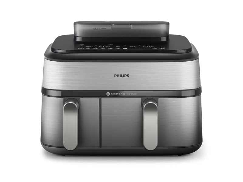 Philips Series 5000 NA555 - Dobbelt varmluftssteger - 9 liter - 2.75 kW - sølv