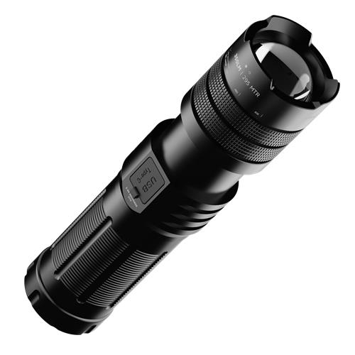 1000LM Taschenlampe Powerbank USB C / USB A 10500mAh Ladegerät PD IP44 (XRF101) - Schwarz