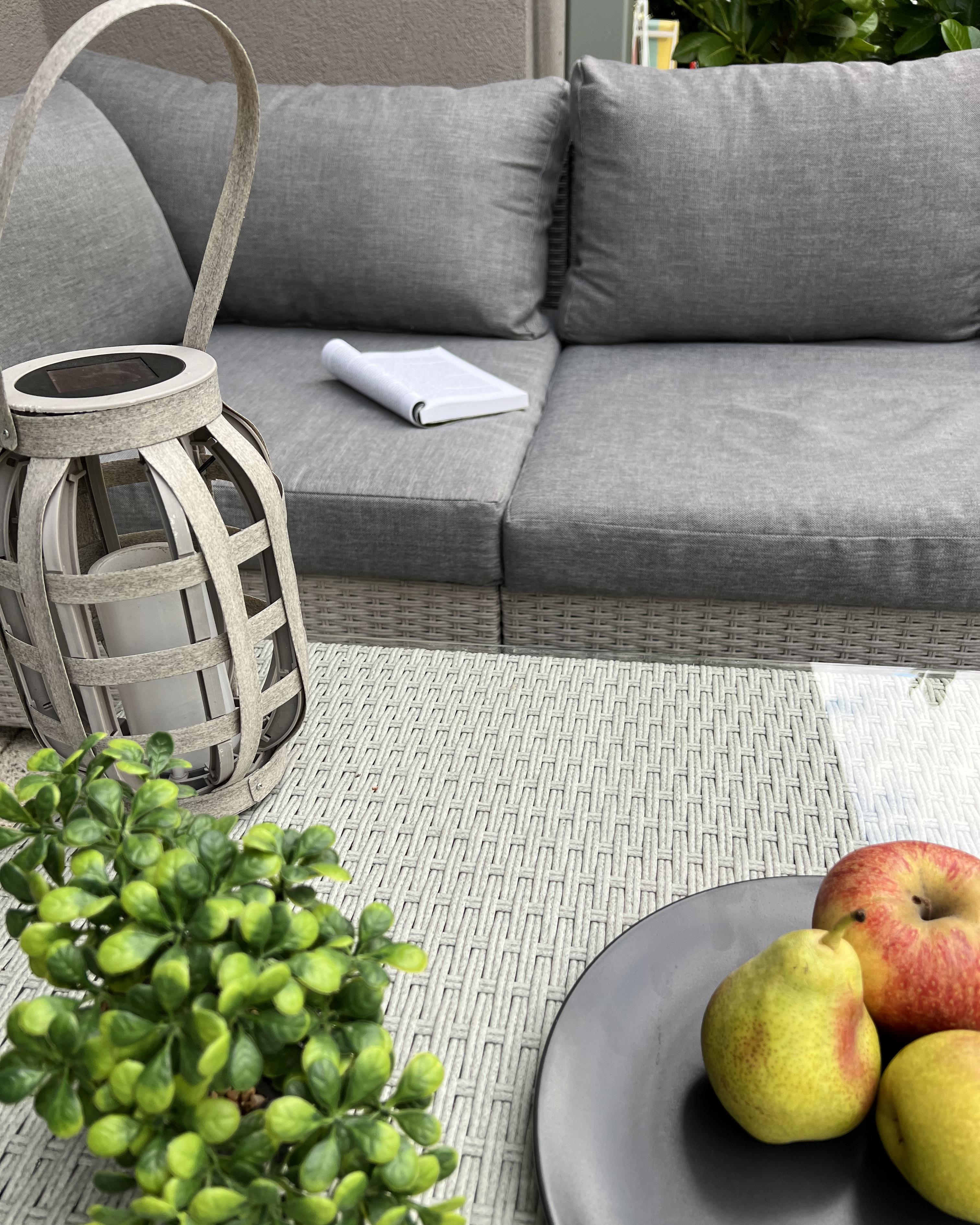 Tuin hoekloungeset met tafel 4-zits SANO II linkszijdig modulair PE rotan Lichtgrijs