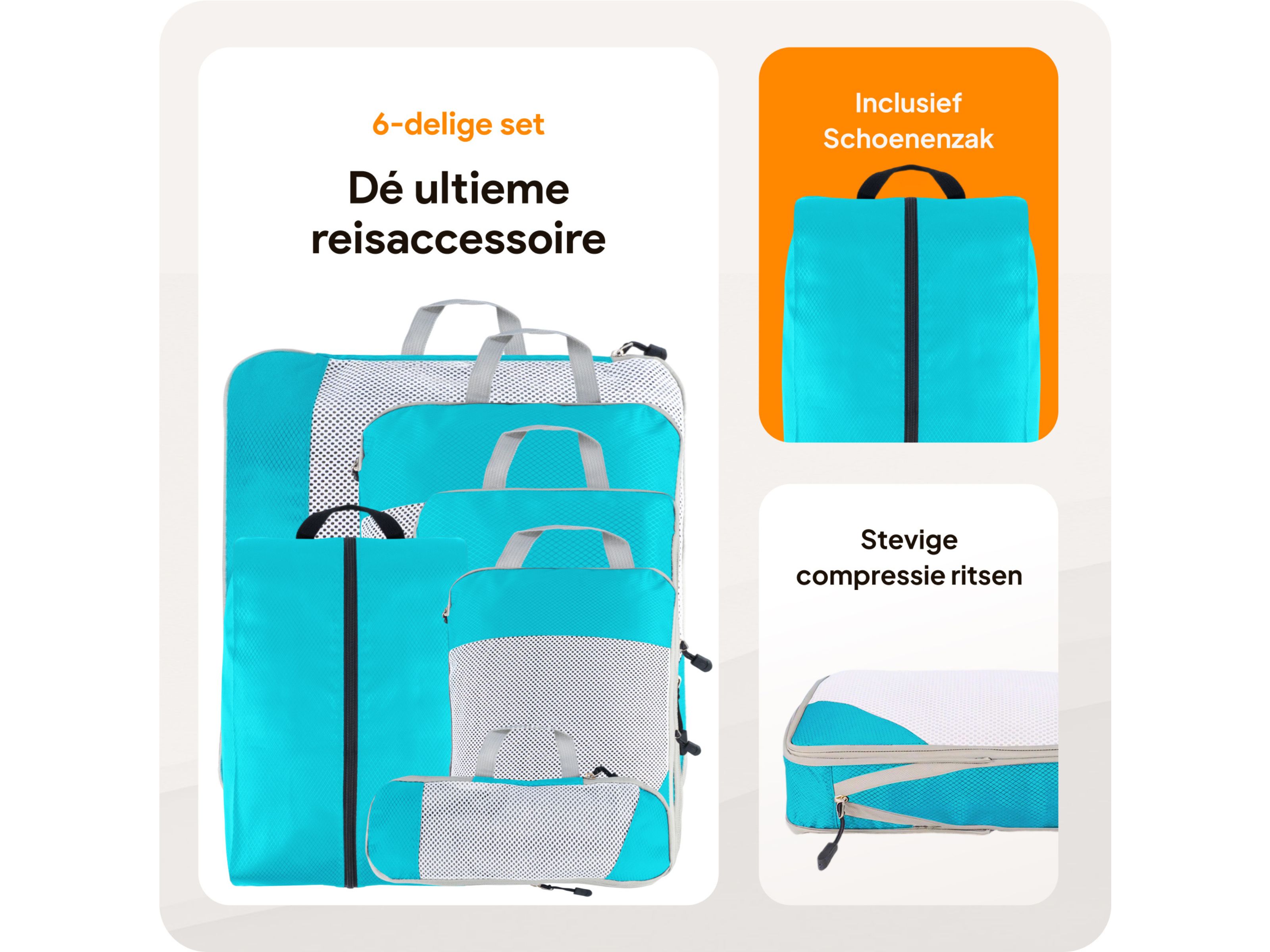 Thousandtravelmiles Light blue Packing Cubes - Set van 6