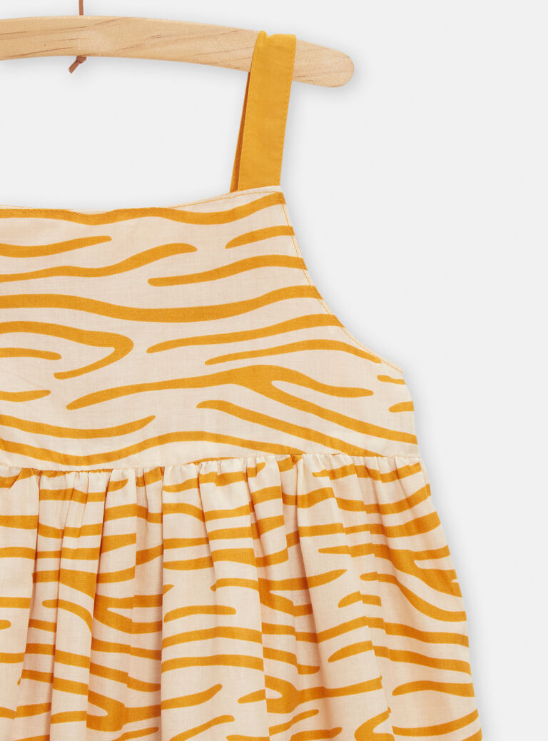 Robe réversible jaune et imprimé animalier pour fille