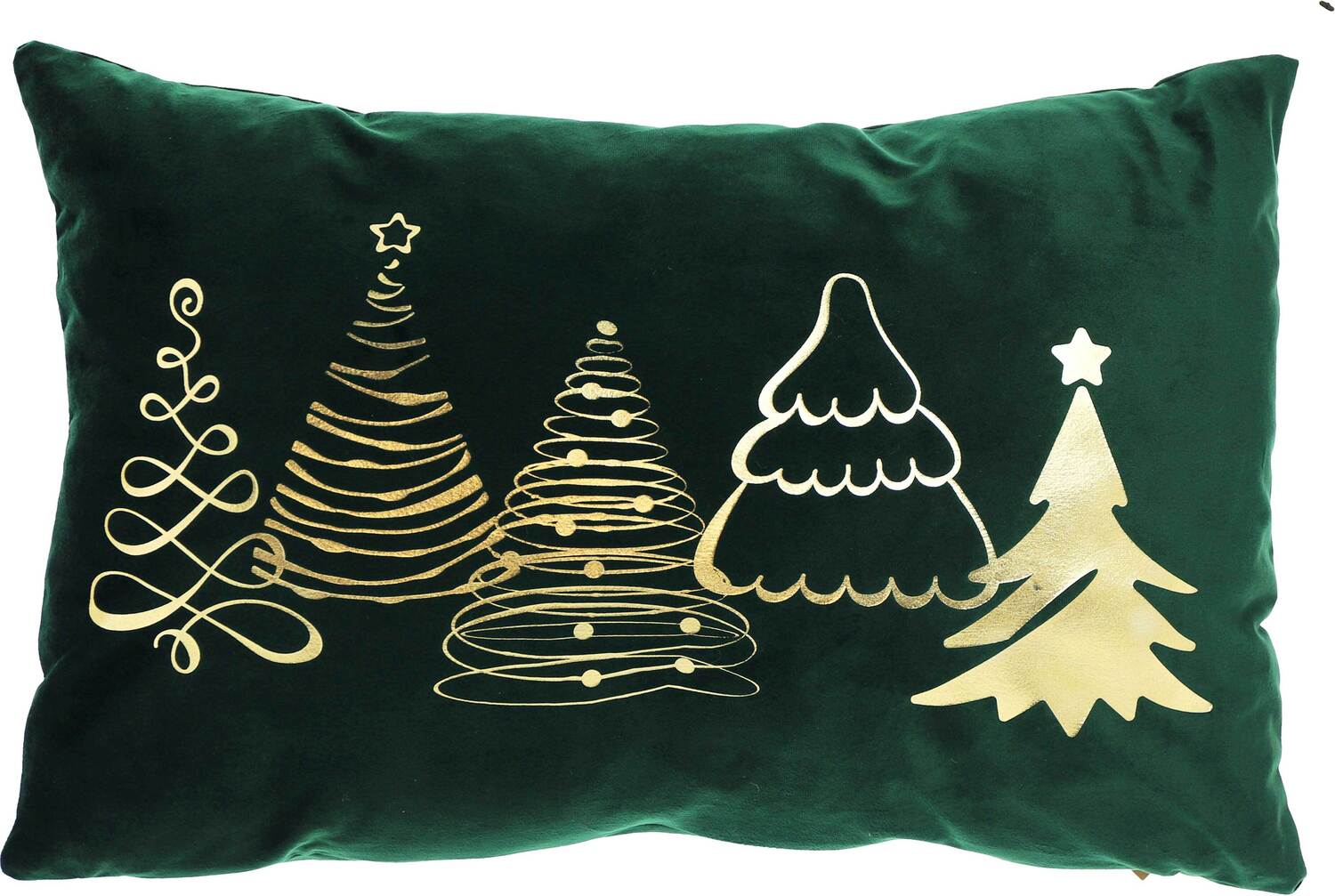 Unique Living kerstkussen Gold Tree groen 40 x 60 x 10 cm