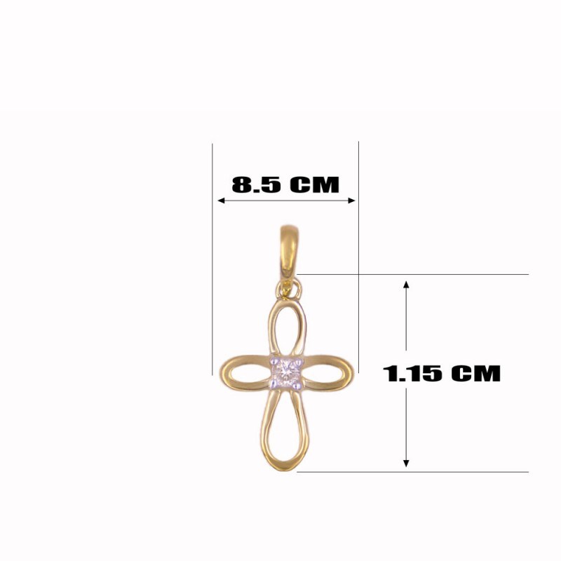Collier - Médaille Croix Or Jaune et Diamant - Chaine Dorée