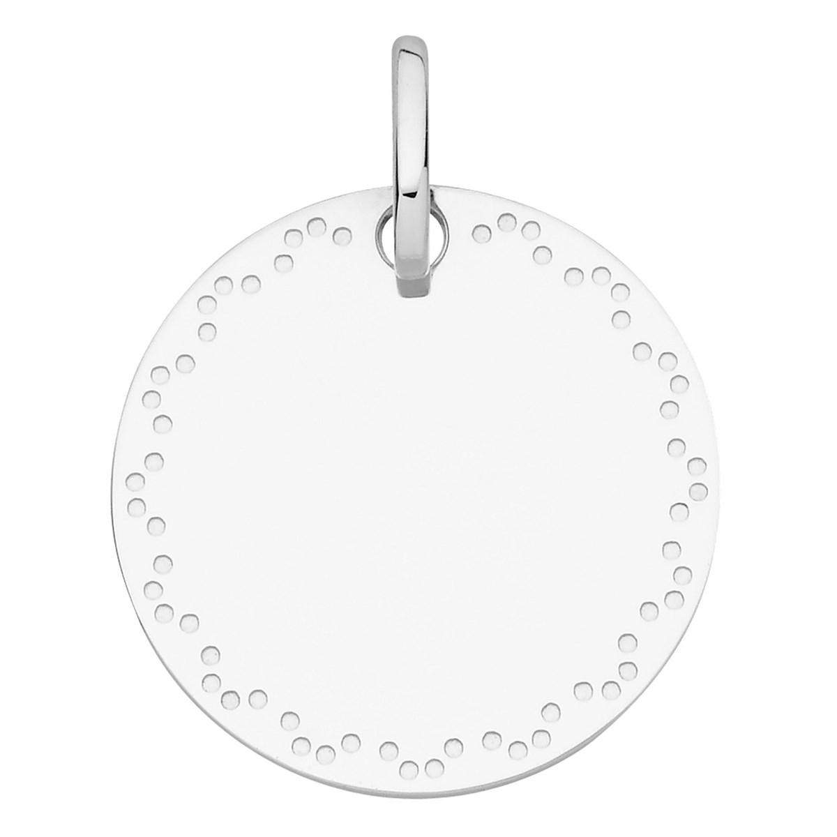 Médaille Brillaxis or blanc 18 carats frise
