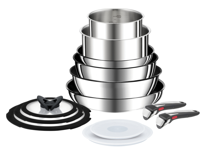 Ingenio Préférence, Batterie de cuisine 13pcs, Inox, antiadhésif, Induction