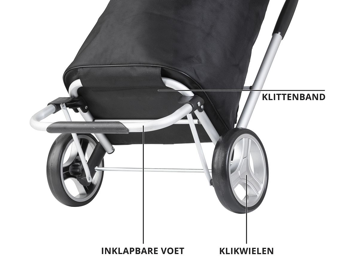 Cruiser 45 liter opvouwbare boodschappentrolley - Black