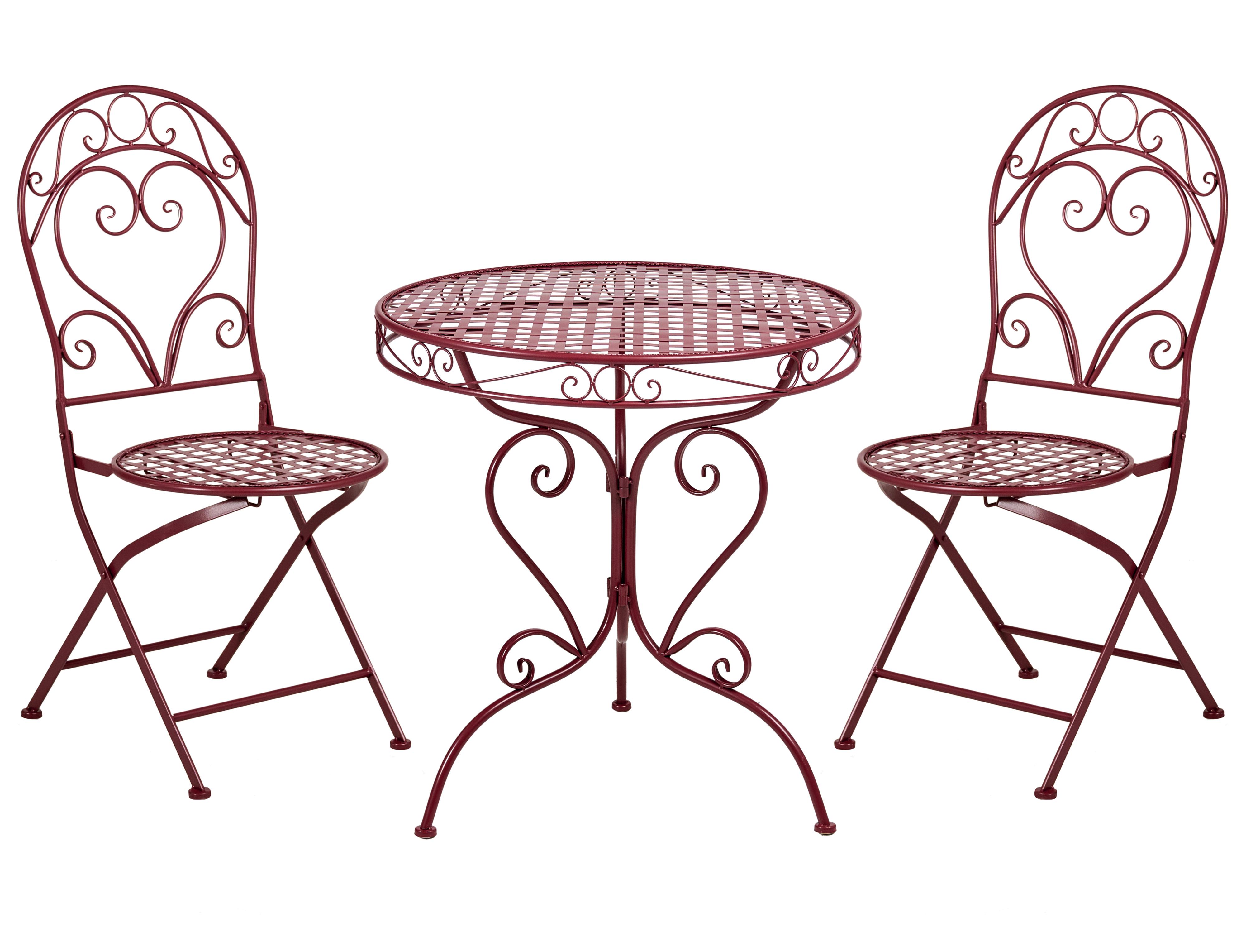 Bistroset ALBINIA Metaal Bordeauxrood