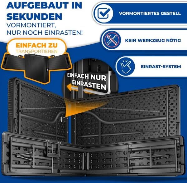 KESSER® Bierzeltgarnitur 3-teilig Set Tisch & 2x Bank | Buffettisch für drinnen & draußen Gartengarnitur klappbar 183x76x74cm Kunststoff Klapptisch Rattan-Look Gartentisch Inkl Abdeckung & Tragegriffe