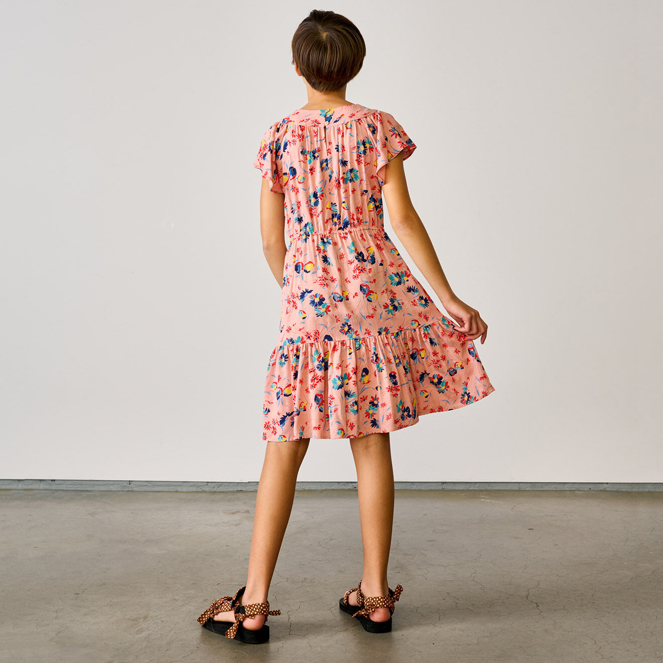Bellerose Robe fluide Purple imprimé floral rose