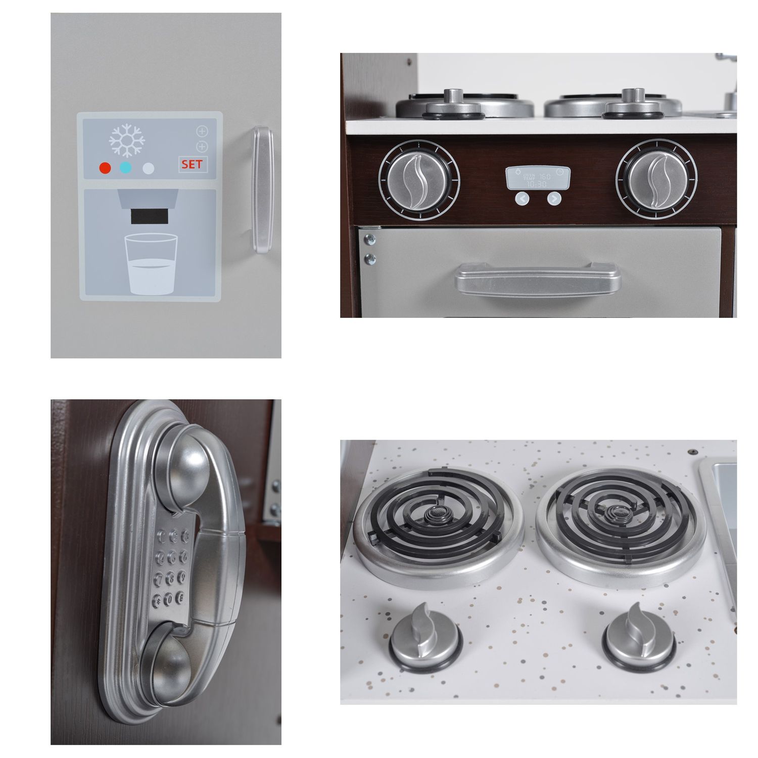 Moni Kinderküche Smart 7266 Holz 95 cm hoch Spülbecken, Backofen, Mikrowelle braun