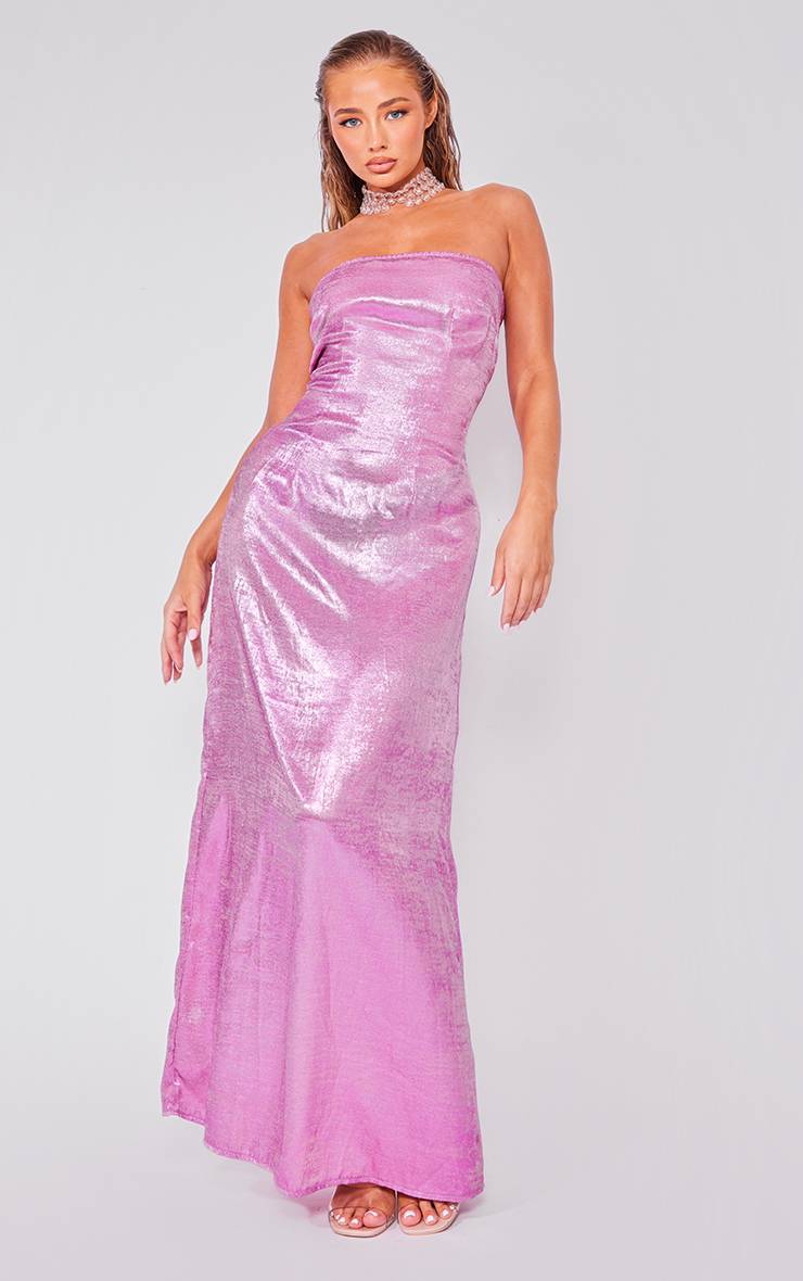 Rose Vif Robe Maxi Bandeau Texturée