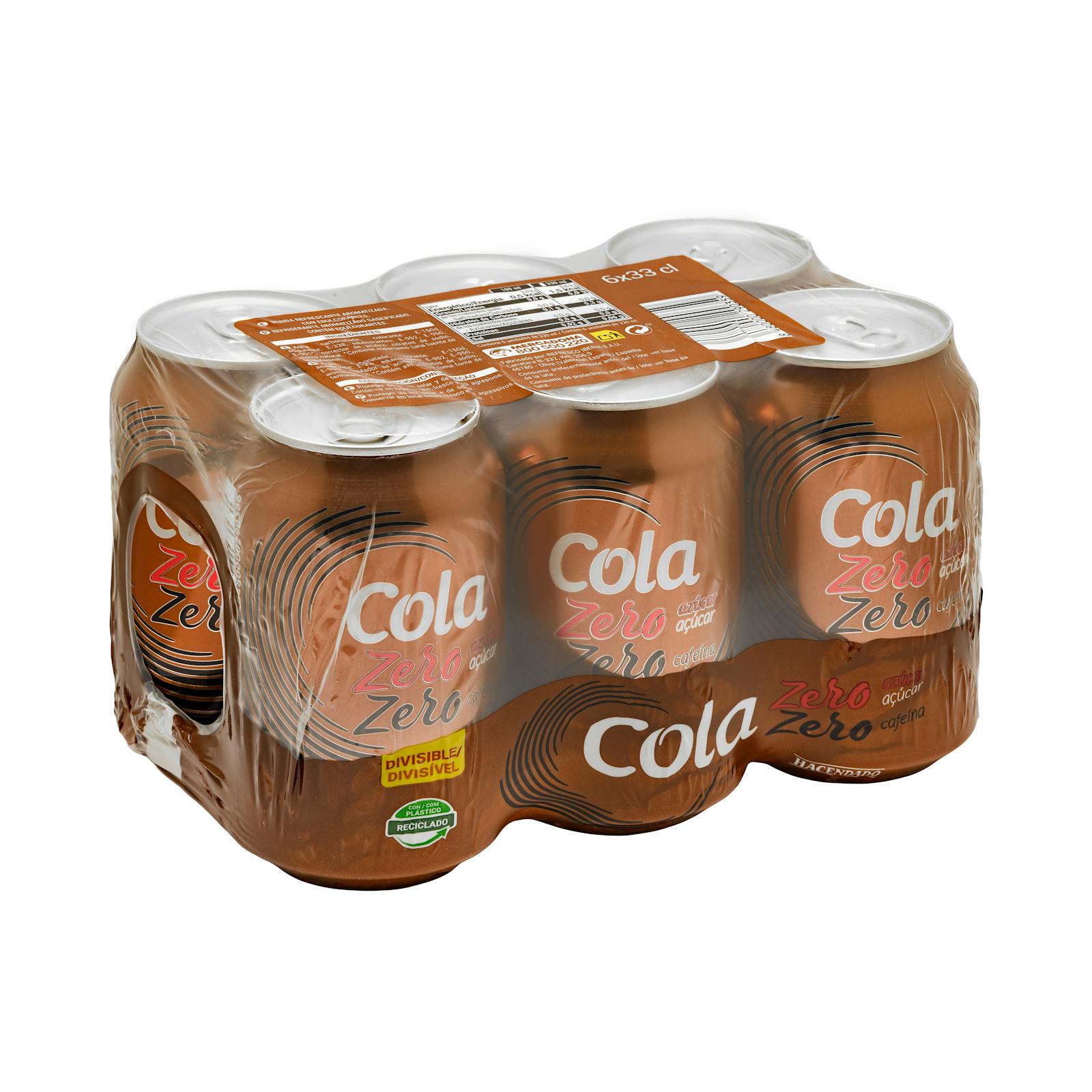 Boisson gazeuse Hacendado Cola Zéro sucre Zéro caféine