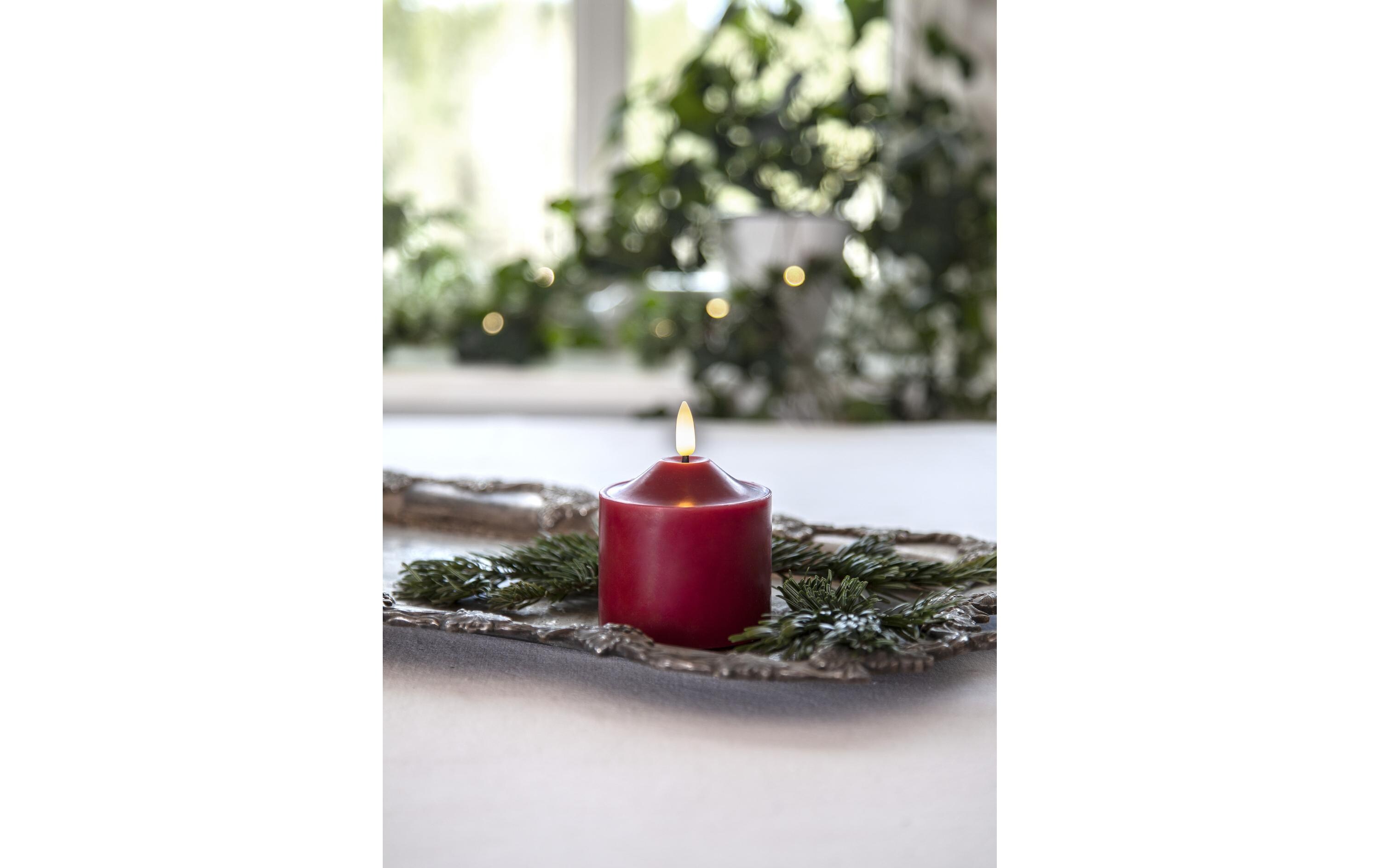 LED-Kerze Pillar Flamme, 9.5 cm, RotLED-Kerze für Innenbereich