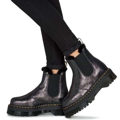 Dr. Martens - 2976 QUAD  FUR LINED DISTRESSED METALLIC - Noir