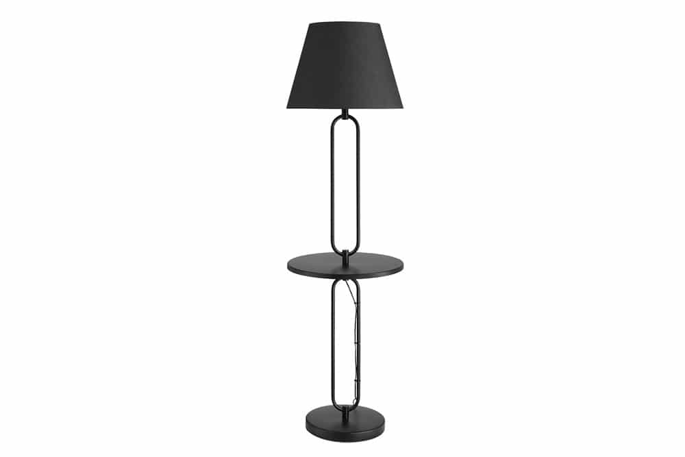 Moderne Stehlampe Beistelltisch SERVANT 175cm schwarz Metall rund