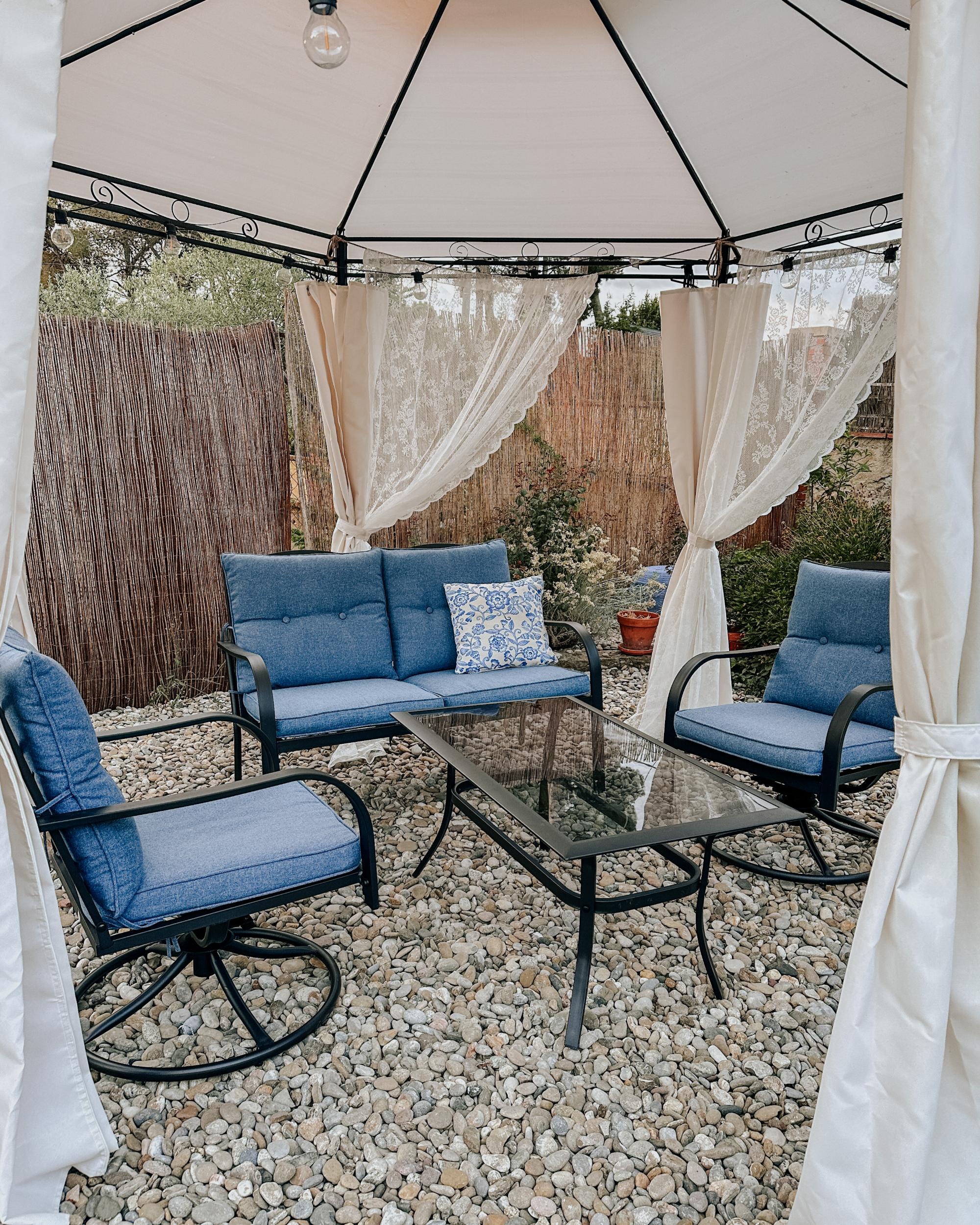 Loungeset met tafel 4-zits MESTRINO Metaal Blauw