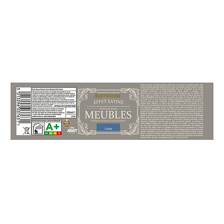 Peinture pour meubles Rust-Oleum cobalt effet poudré satin 125ml