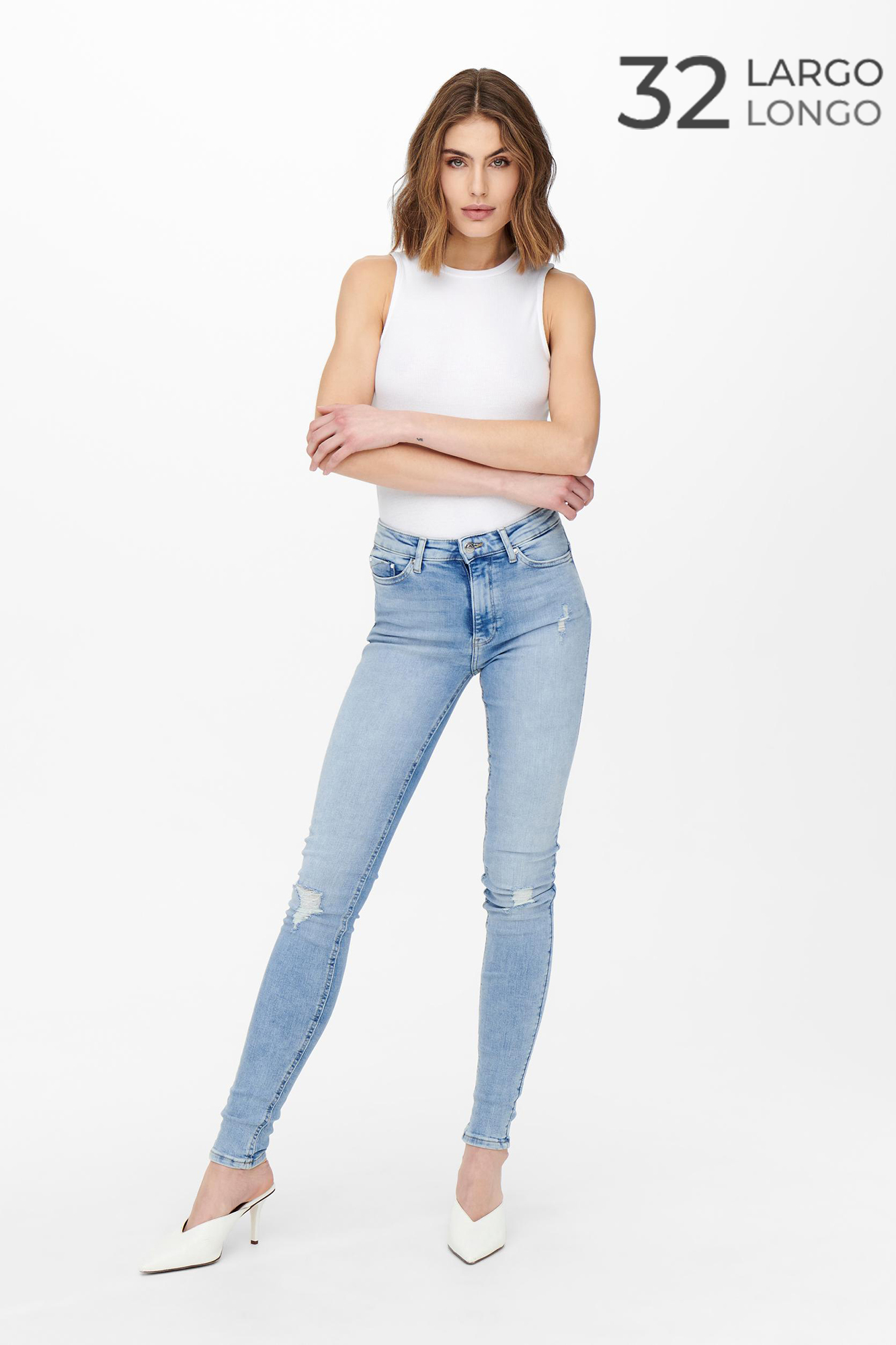 Calça jeans skinny de cintura média