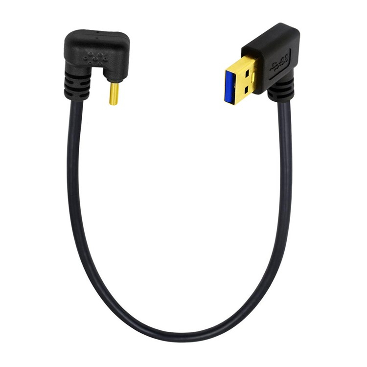 (30cm) 3A USB A auf USB C Ladekabel abgewinkeltes Datenkabel - Schwarz