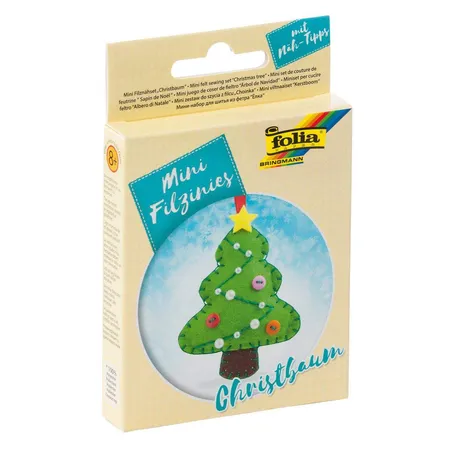 Folia Filz Nähset für Kinder-Mini Filzinie, Anhänger Christbaum, 9 teilig
