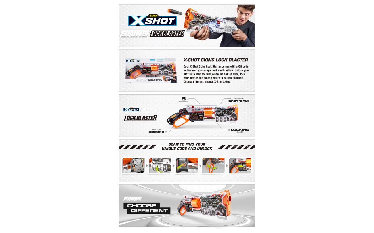 X-shot Skins Lock Blaster met 16 darts