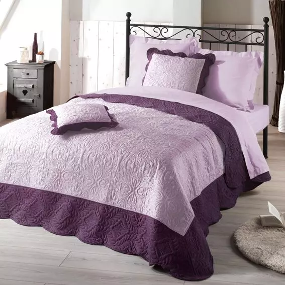 Housse de coussin boutis carrée (60 cm) Edana Prune