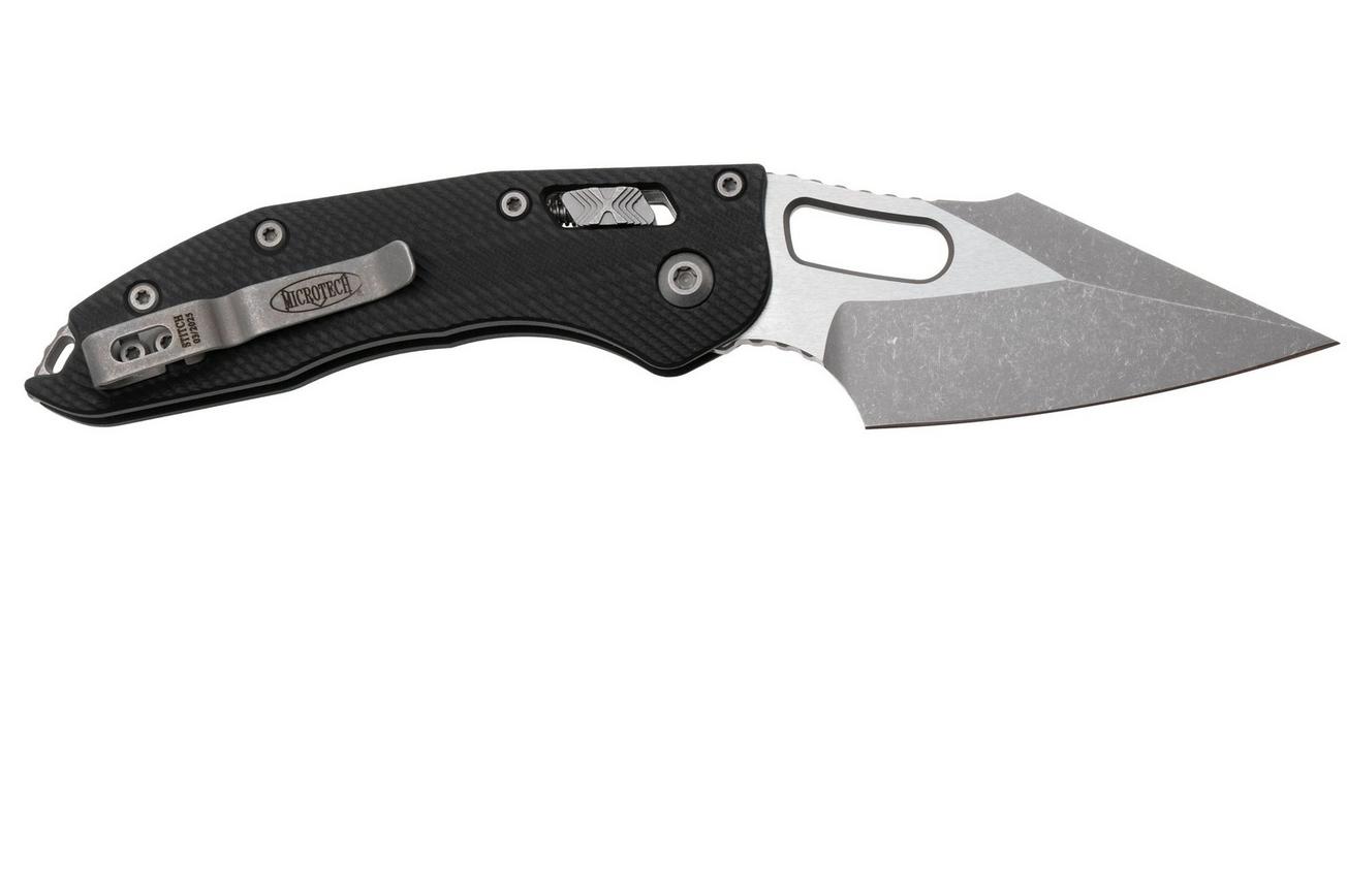 Microtech Stitch 169RL-10APFLGTBK, Apocalyptic Stonewashed M390MK, Fluted Black G10 zakmes, Borka Blades design