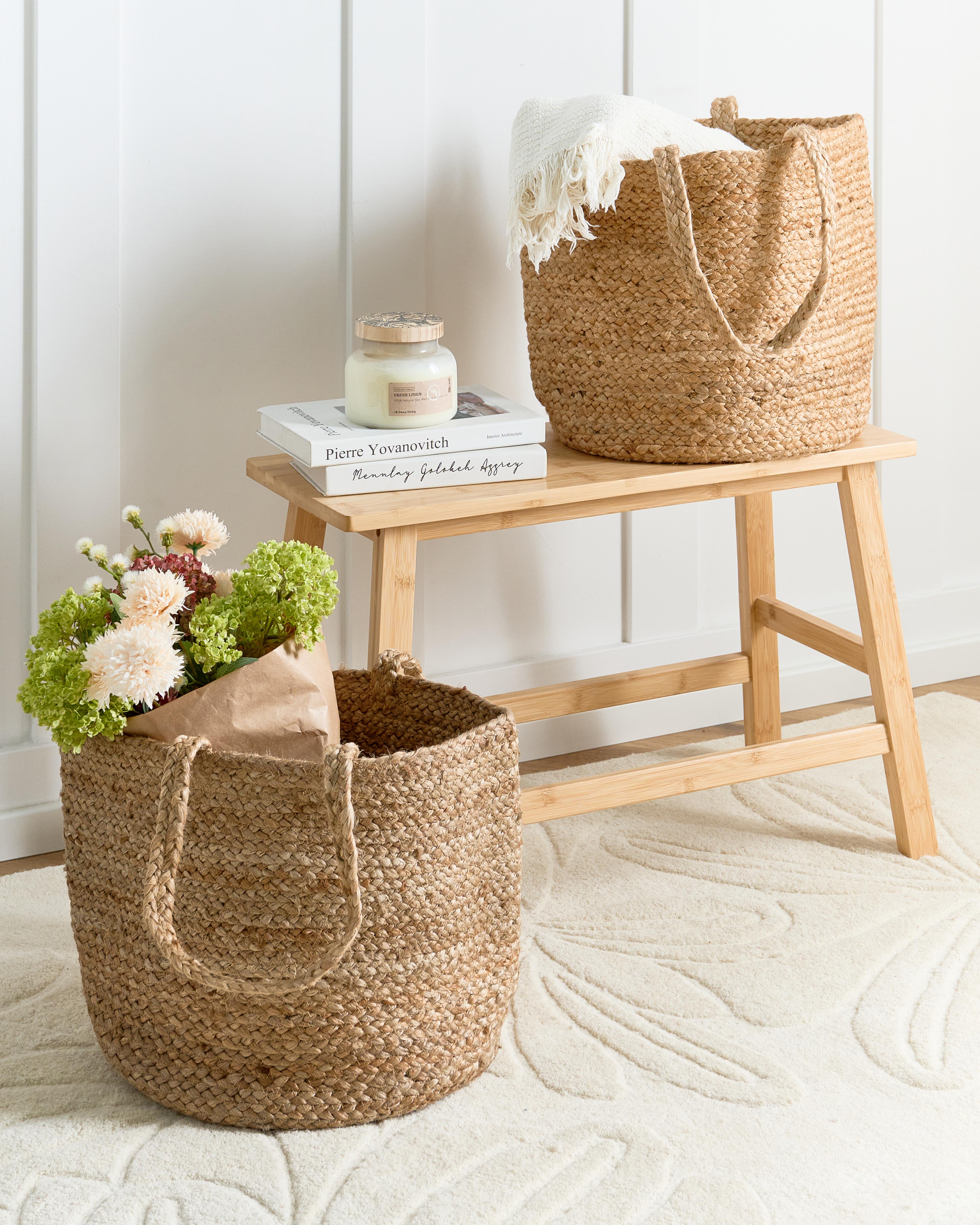 Set van 2 manden KAELLA Jute Zandbeige
