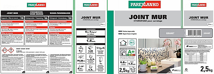 Joint mur hydrofugé Parexlanko granit 2,5 kg