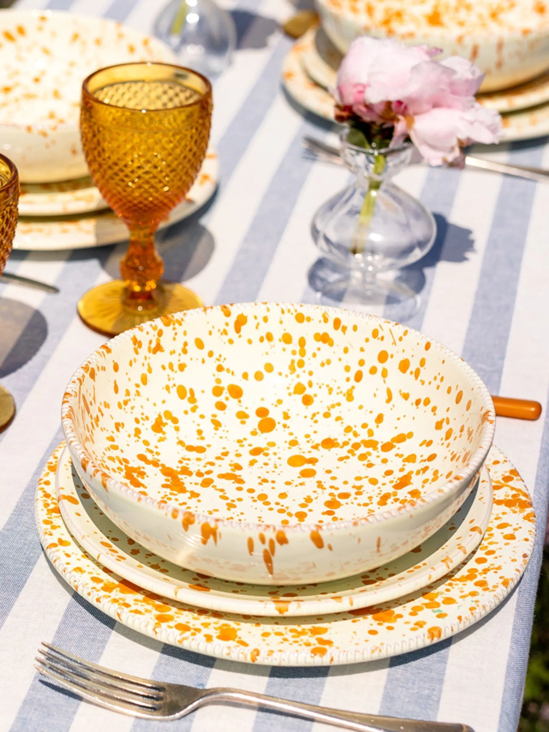 Hot Pottery 12 Piece Splatter Signature Dinner Set