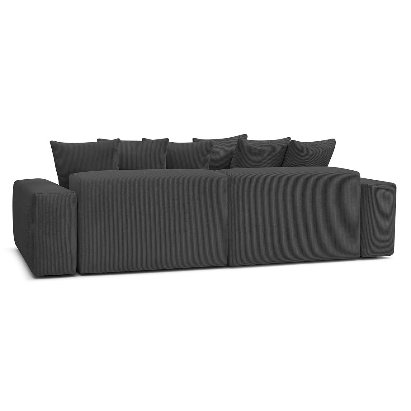 Bobochic Canapé d'angle réversible ultra moelleux voltaire velours côtelé gris foncé - 310x174x75 cm