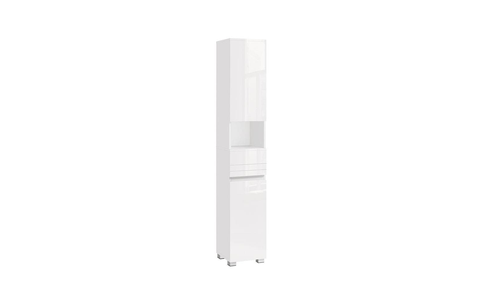 Badezimmerregal 30 x 170 cm, Weiss<br>Schmaler Schrank mit verstellbaren Ablagen