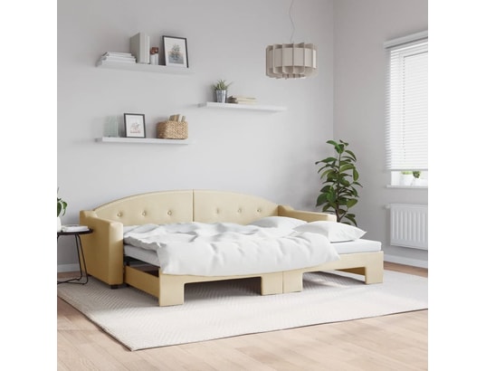 VIDAXL - Lit de jour avec lit gigogne crème 80x200 cm tissu