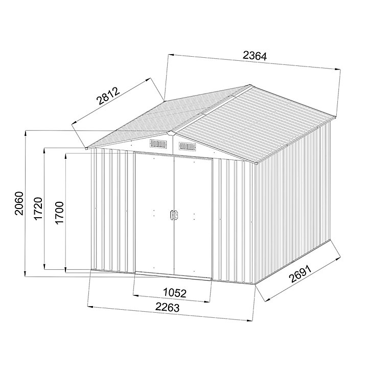 Abri de jardin Blooma Basic en métal coloris gris ép.0,3 mm surface extérieure 6,65 m²