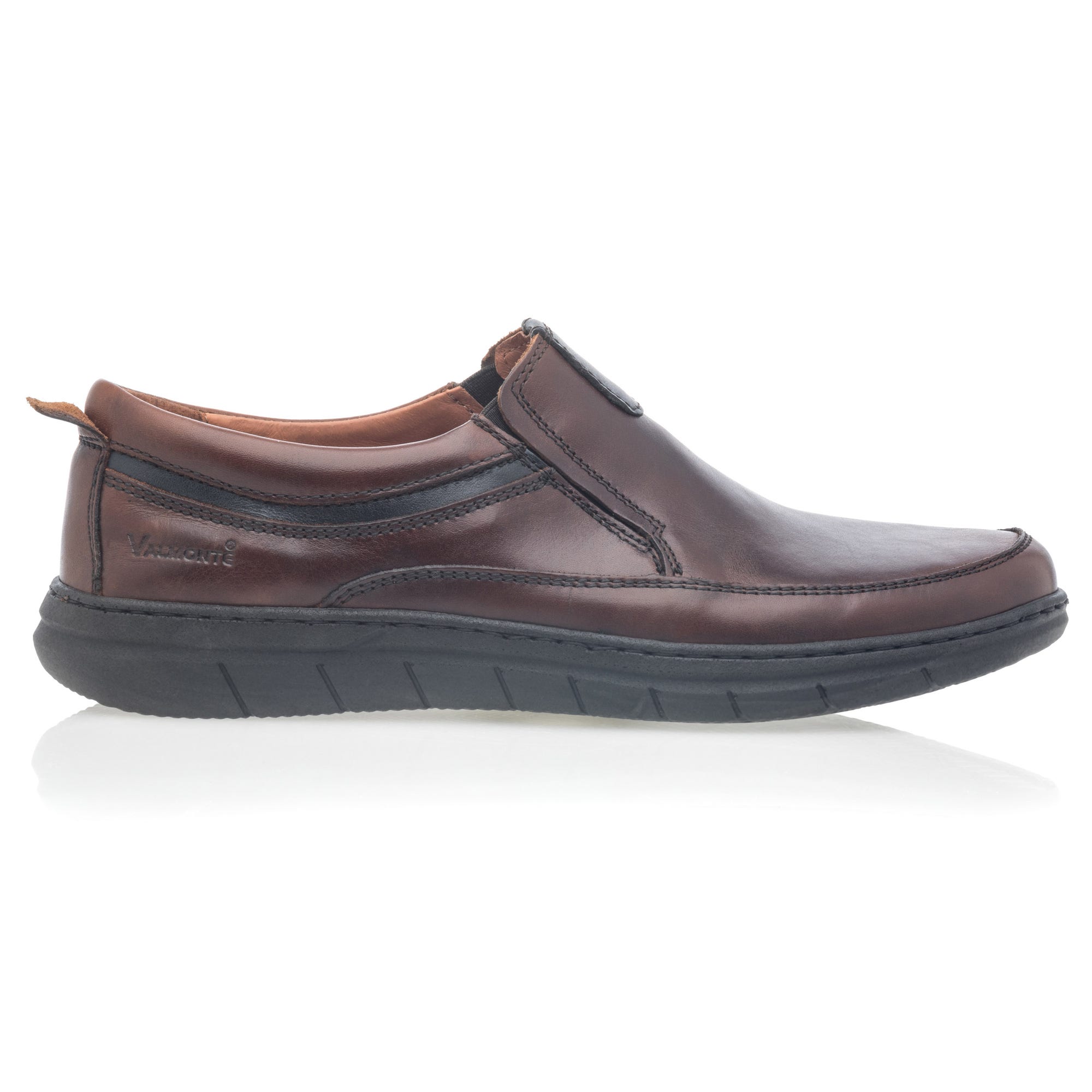 Mocassins pieds sensibles Homme en cuir cognac