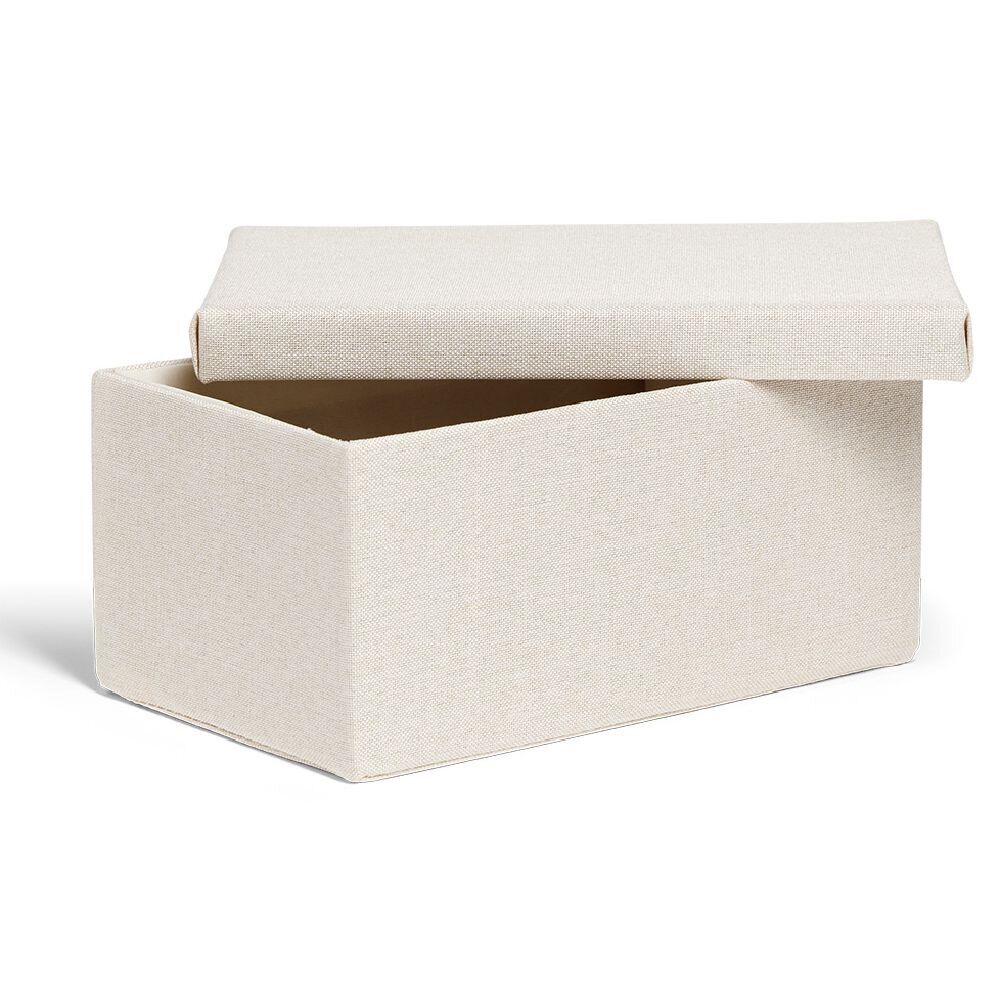 Boîte de rangement coton gris ou beige 27,5xH12,5x17,5cm