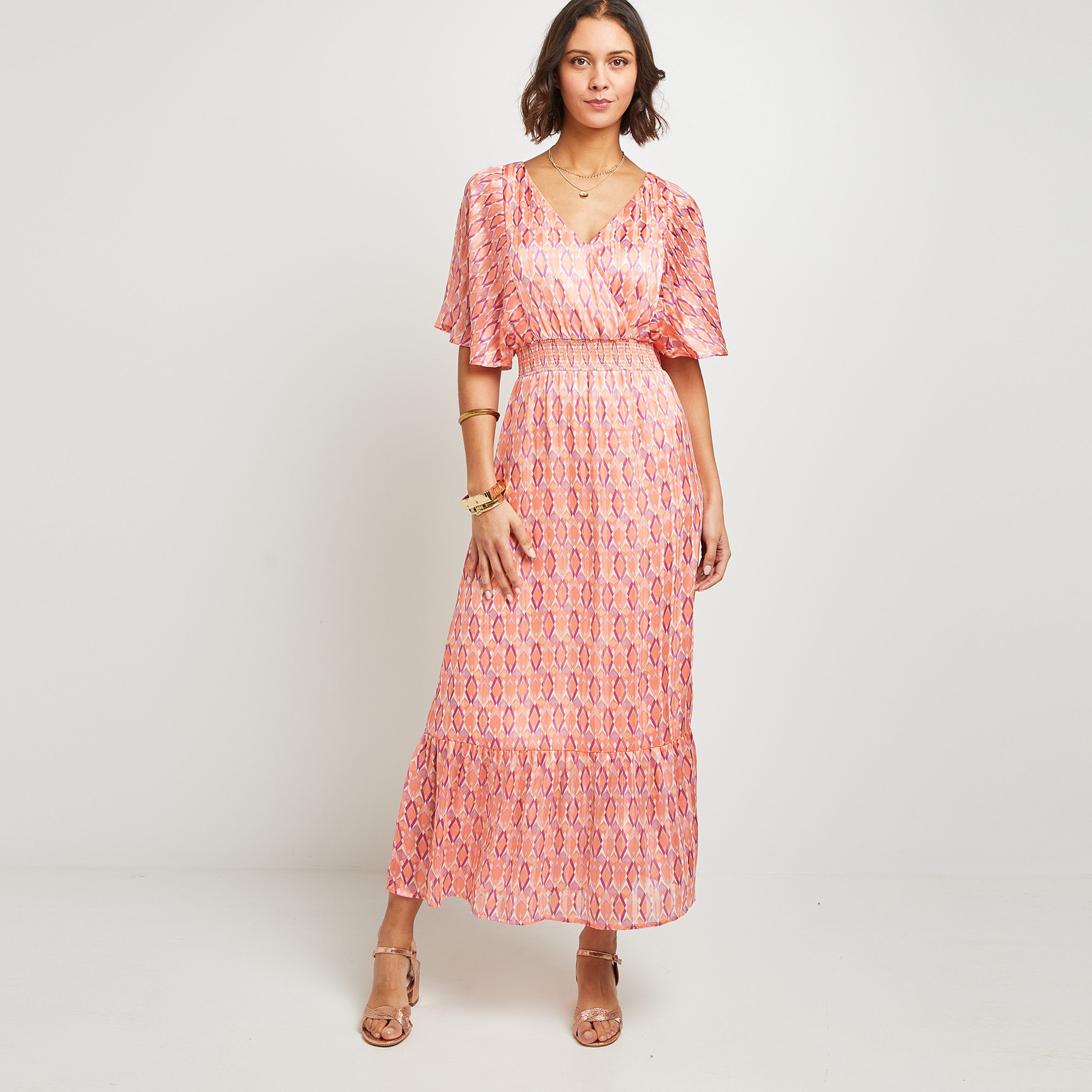 Robe longue femme - ORANGE