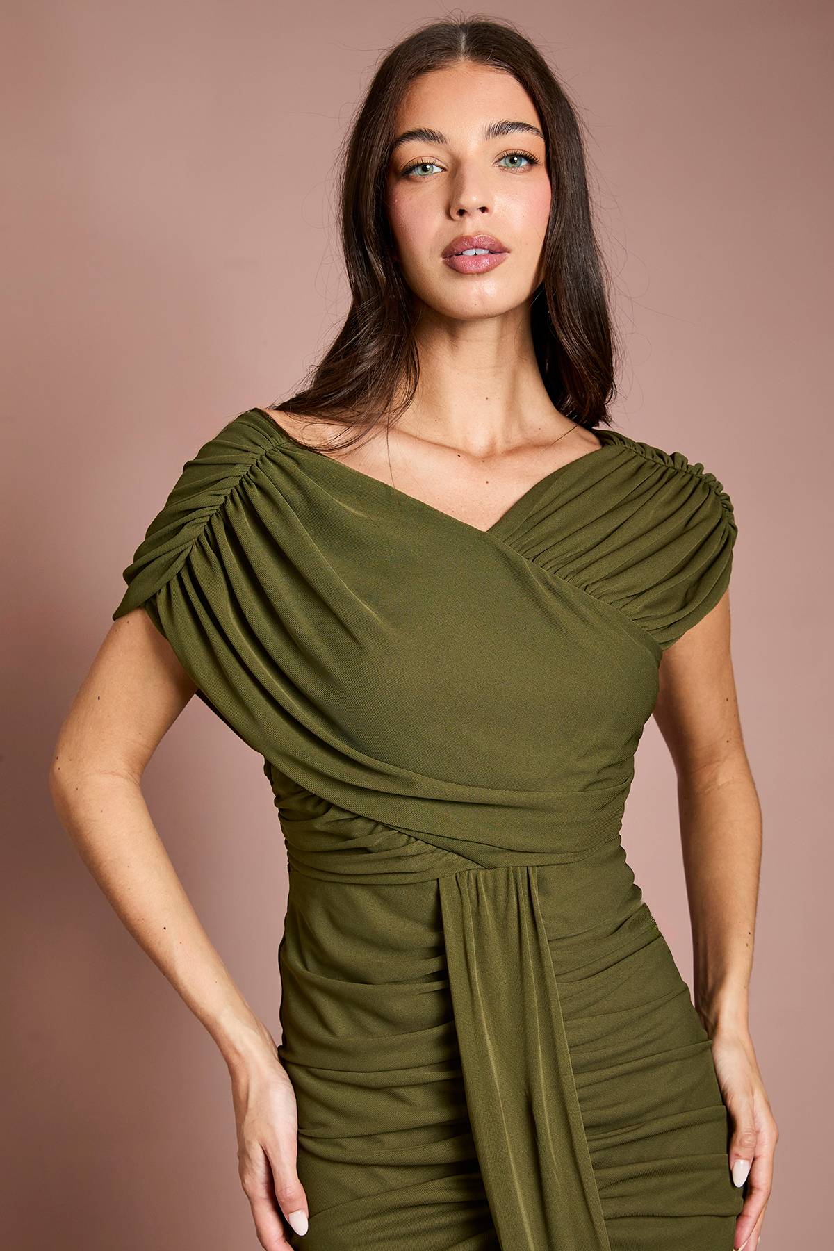 Coast Robe Longue Cache-cœur En Jersey Stretch À Détails Drapés Contour Collective
