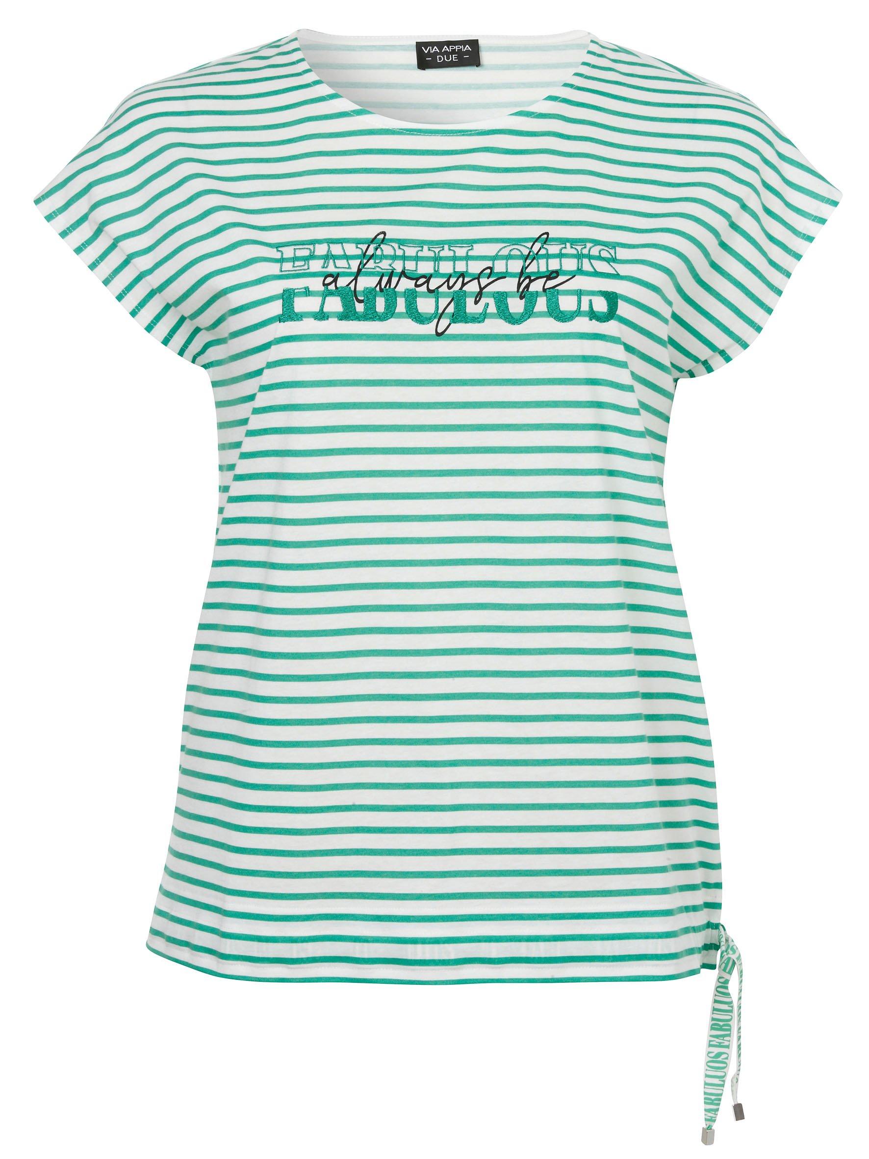 Ringelshirt mit Stickerei und Saum-Tunnelzug