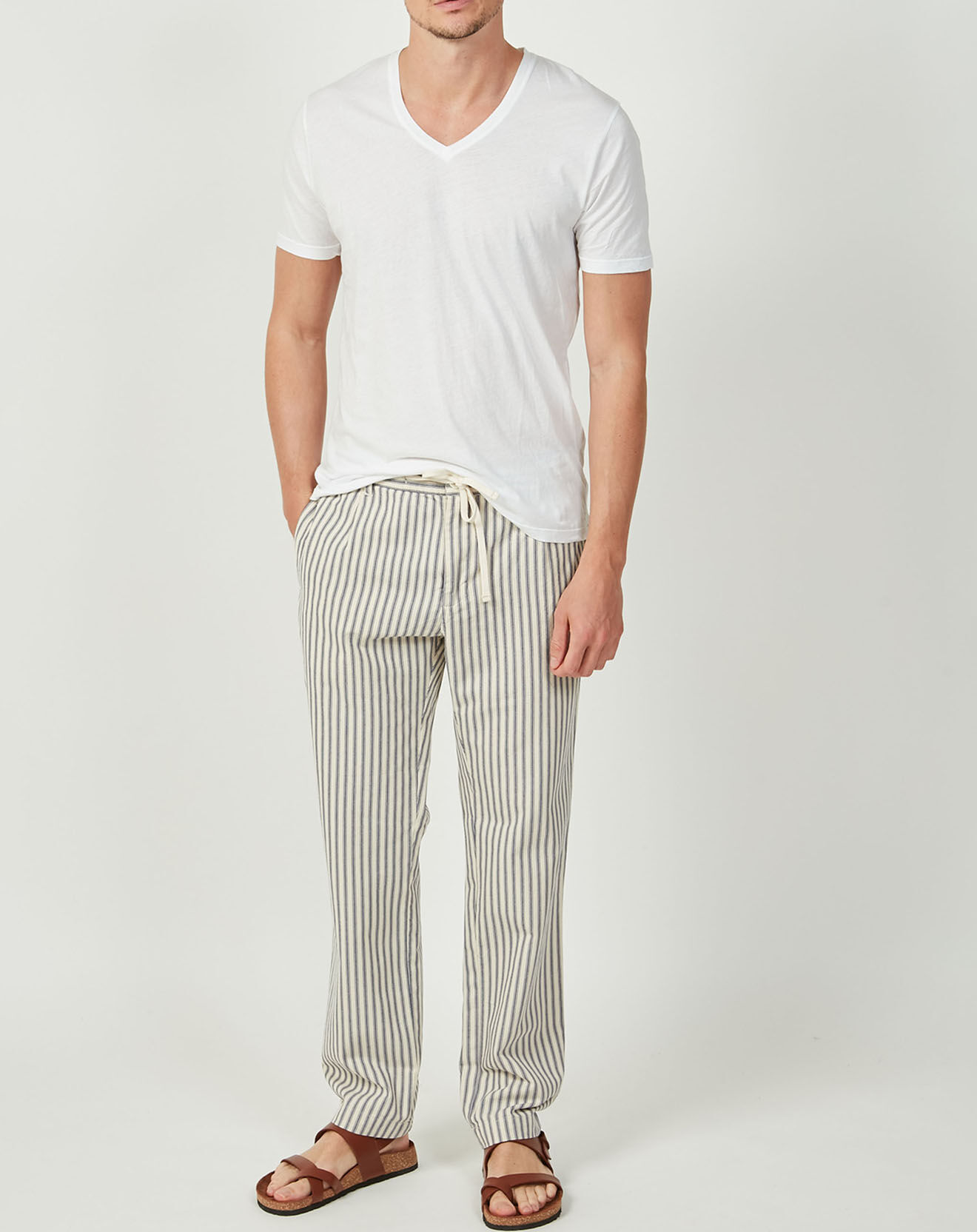 Hartford Pantalon Tanker écru/bleu