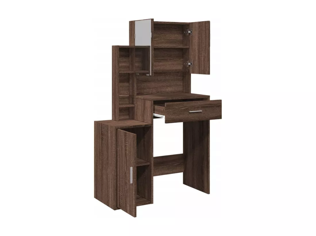 Coiffeuse avec armoire chêne marron 80x35x132 cm
