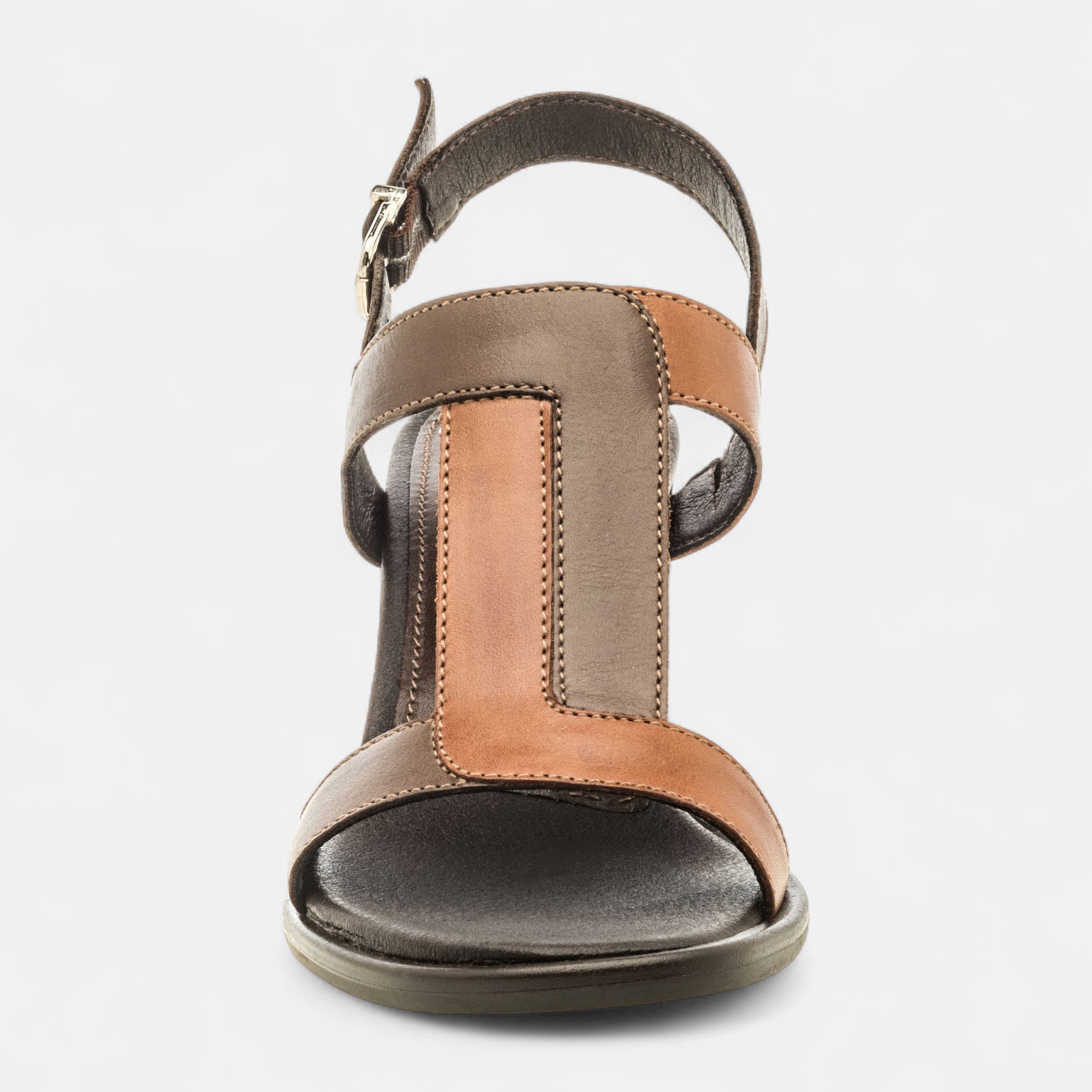 Nu-pieds à talon Femme en cuir marron