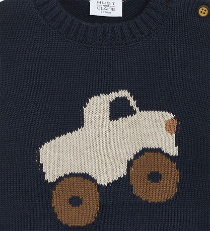 Hust and Claire Bluse - Strick - Pilou - Navy m. Monstertruck